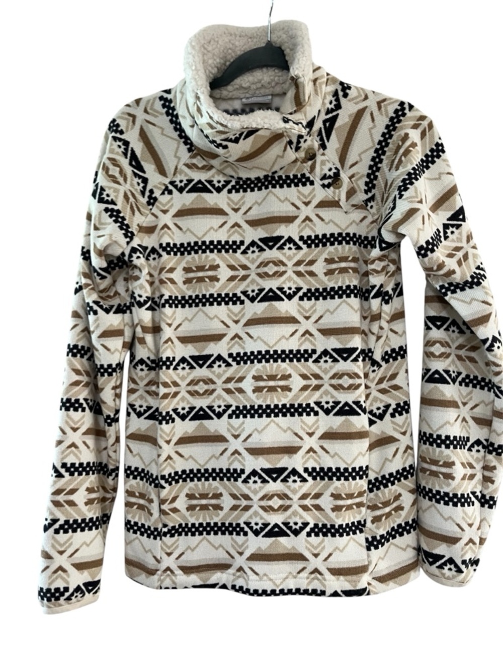 Columbia Cream, Tan & Black Patterned Funnel Neck Pullover